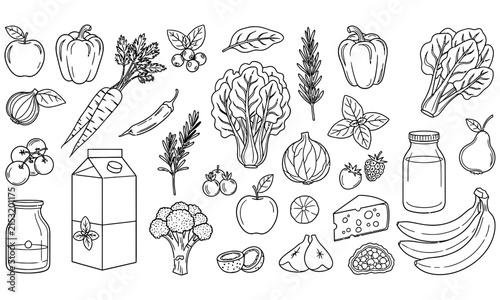 Картината върху платно Black and white miscellaneous objects and icons set