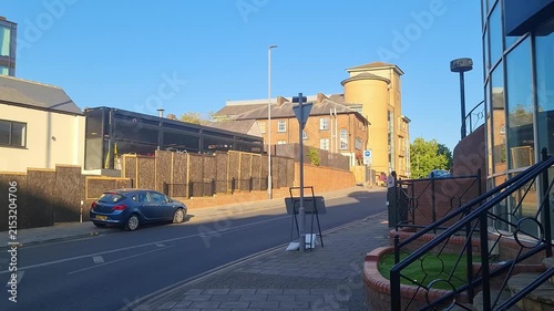 August 7th, 2026. Streets View of Luton City of England United Kingdom During Mostly Sunny Day. Wide Angle Handheld Camera Footage Was Captured During Day Walk