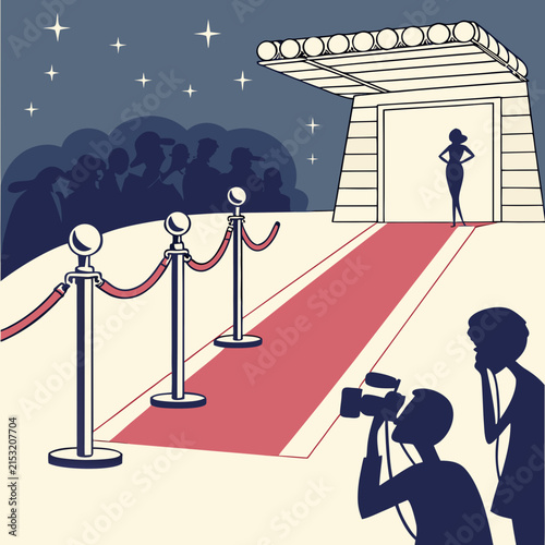 Canvastavla Red carpet movie premiere event with photographer and crowd silhouettes premiere
