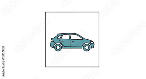 Minimalist teal car icon on white background