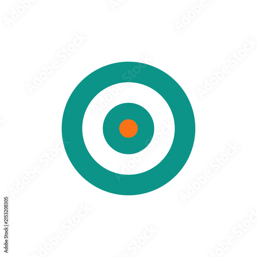 Simple Target Icon With Orange Center Isolated On White Background