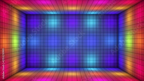 Broadcast Switching Hi-Tech Illuminated Cubes Room Stage, Multi Color, Events, 3D, Loopable, 4K