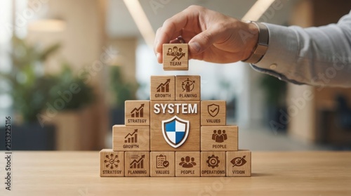 Stack of cardboard boxes with security system shield icon