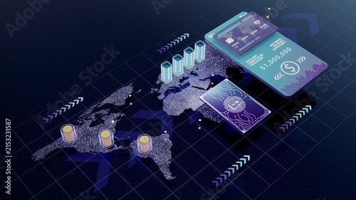 Global Digital Payment and Financial Technology Concept with Credit Card and Secure Transactions