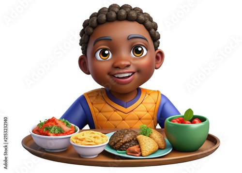3D Animated Boy with Food