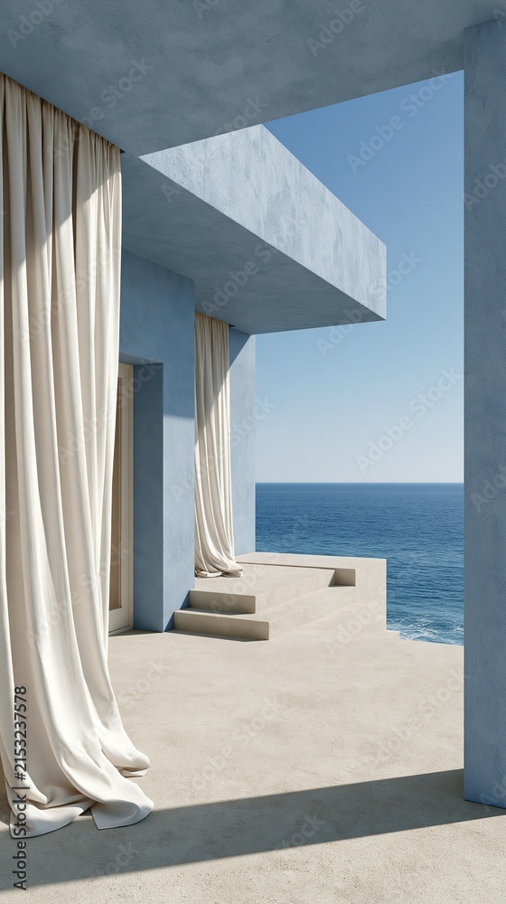 Fototapeta premium Modern minimalist architecture meets vast open sea