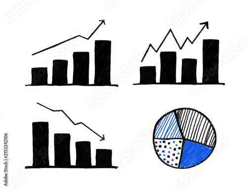 Collection of hand drawn business charts for finance, statistics, analytics, and business presentations.