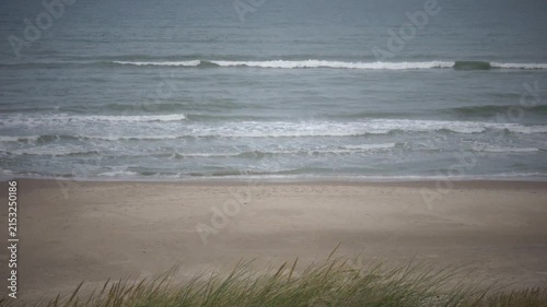 Hirtshals, Denmark A view of the North Sea on a windy day from a sand dune. 