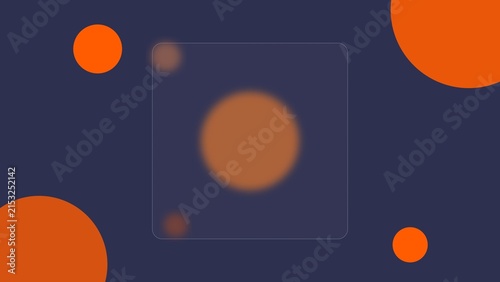 Abstract Glassmorphism Background with Orange Circles on Dark Blue