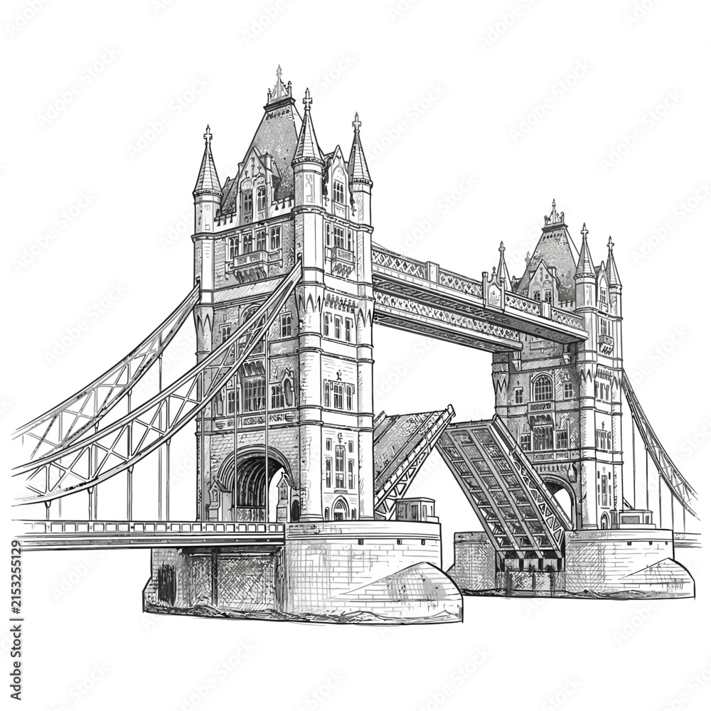 Obraz premium Tower Bridge Sketch - London Landmark Illustration