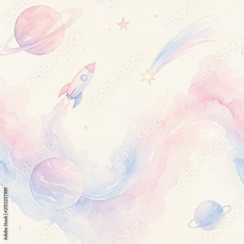 abstract watercolor seamless loop space pattern background