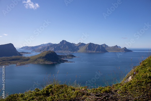 фотографія Breathtaking Panoramic View of Haukland Beach and Turquoise Sea from the Mountai
