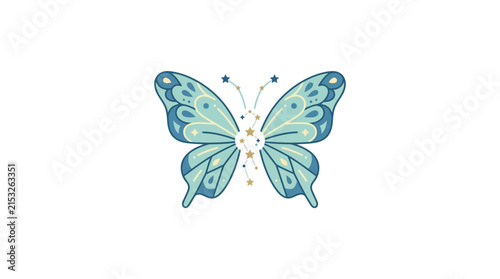 Celestial butterfly with star constellation body and light wings