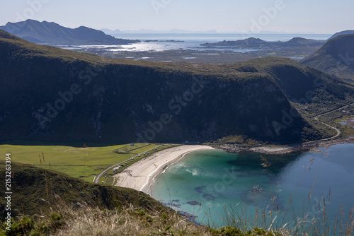 Фотография Breathtaking Panoramic View of Haukland Beach and Turquoise Sea from the Mountai