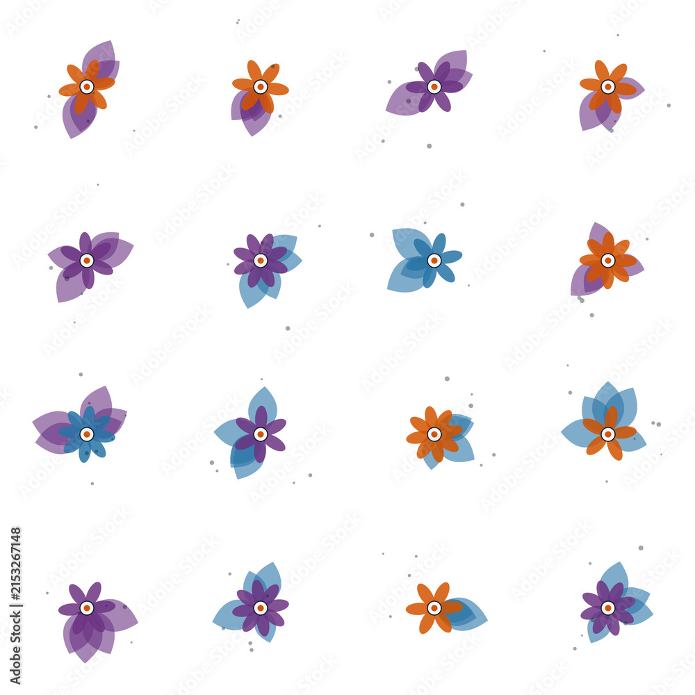Fototapeta premium Seamless botanical floral pattern with minimalist leaves and abstract flowers