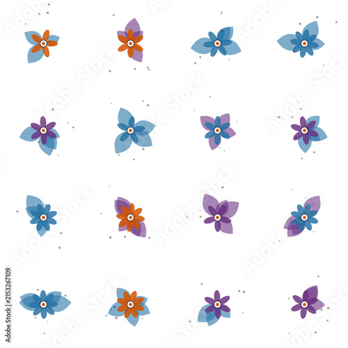 Seamless botanical floral pattern with minimalist leaves and abstract flowers