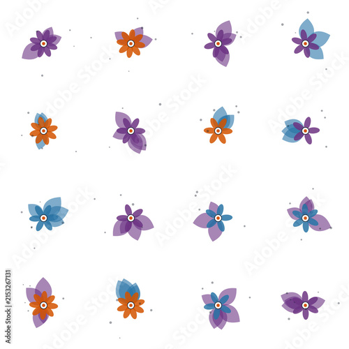 Seamless botanical floral pattern with minimalist leaves and abstract flowers