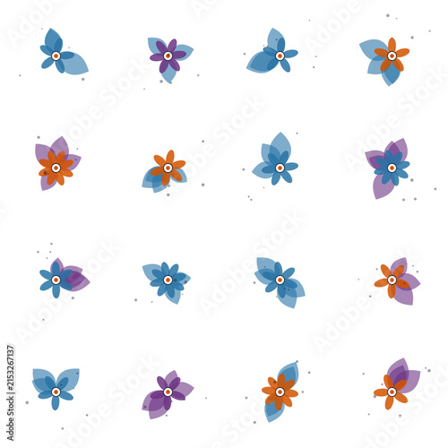 Seamless botanical floral pattern with minimalist leaves and abstract flowers