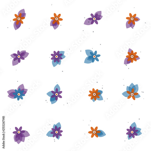 Seamless botanical floral pattern with minimalist leaves and abstract flowers