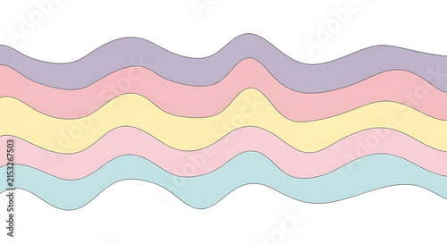 A colorful pastel wavy retro groovy abstract background featuring soft aesthetic horizontal lines in purple pink yellow and blue