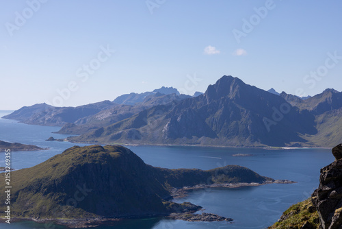 Принти на полотні Breathtaking Panoramic View of Haukland Beach and Turquoise Sea from the Mountai