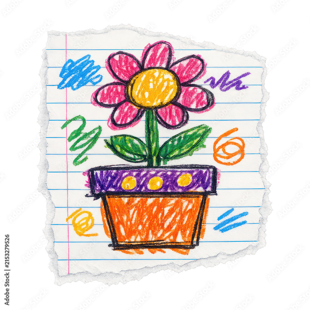 Fototapeta premium PNG Colorful crayon flower illustration