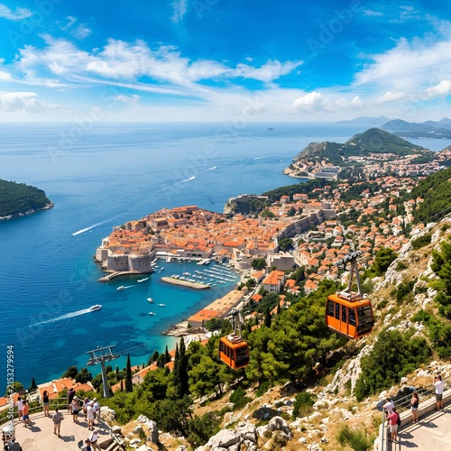 Dubrovnik Cable Car Over Old Town and Adriatic Sea Croatia