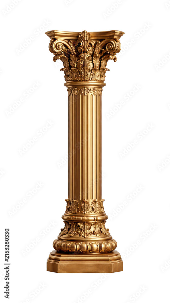 Fototapeta premium PNG Ornate golden Corinthian column sculpture.