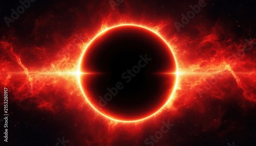 Dramatic Red Solar Eclipse Abstract Background