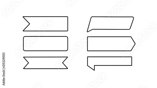 Ribbon Banner Frame Label Tag Sticker Set Vector Illustration Outline