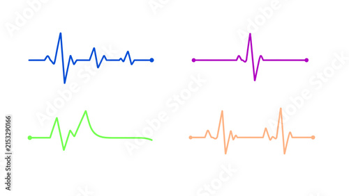 Heartbeat Pulse Medical Wave Line Icon Set Vector Illustration