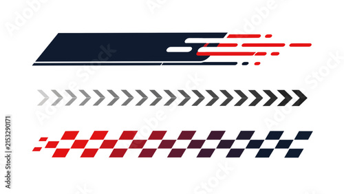 Speed Racing Decal Checkered Flag Stripe Graphic Set Vector Illustration