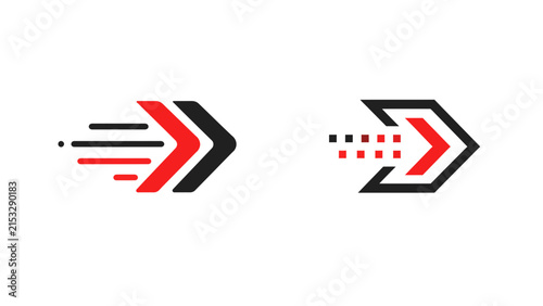 Fast Forward Speed Arrow Motion Pointer Icon Set Vector Illustration