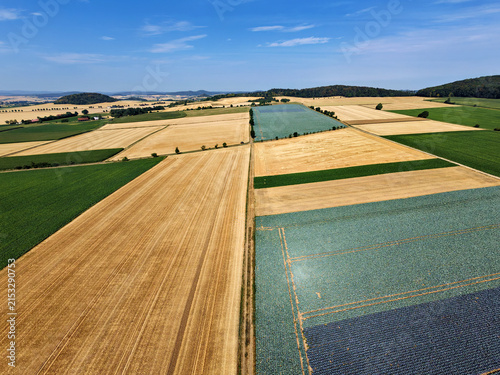 Konstfotografi Aerial View of Patchwork Farmland Fields in Rural Germany