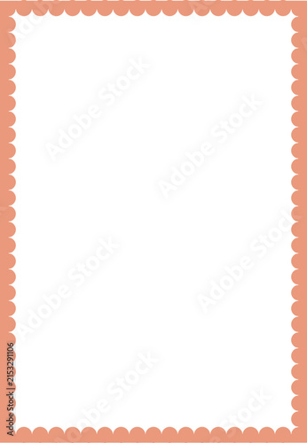 Peach Coral Scalloped Border Frame Vector for Cute Invitations