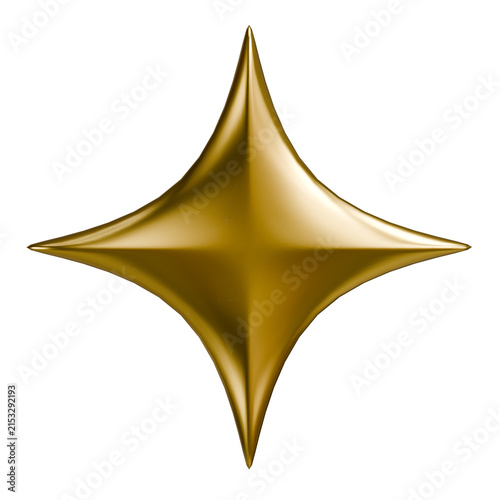 3D Glossy Gold Four Point Twinkle Star Element