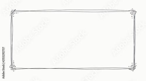 Simple hand-drawn rectangular frame with decorative corners on a white background, ideal for borders and design elements.