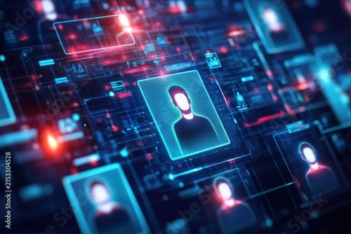 An artificial intelligence driven recruitment system visualized with glowing profiles