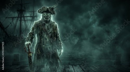 spectral pirate captain holding a sword