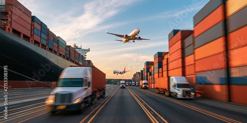 Global Logistics and Transportation: Intermodal Shipping with Ships, Trucks, and Airplanes
