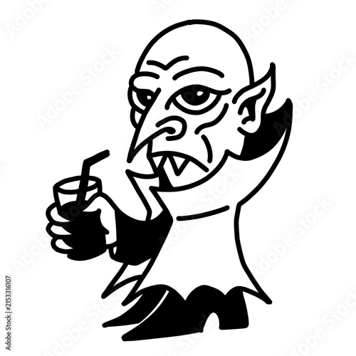 Fotografía Edgy vampire mascot sipping blood from a glass