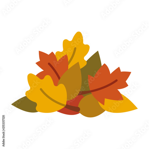 A colorful pile of autumn leaves in a flat vector illustration style.