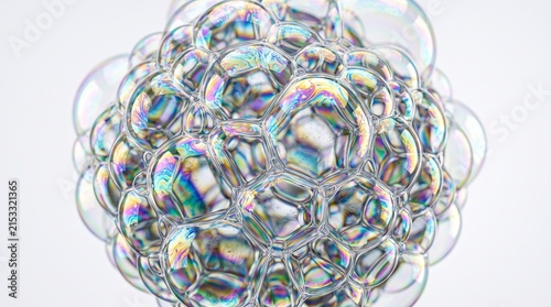 Iridescent Spheres Capturing Light in a Delicate Cluster