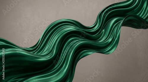 Lush emerald green fabric gracefully flowing with elegant curves and soft textures