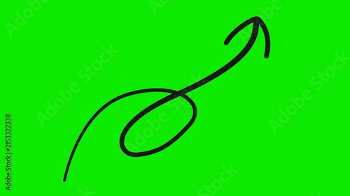 black arrow symbol hand drawn on green screen animation pencil sketch
