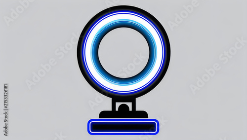 Glowing neon ring light for video streaming and photography illustration