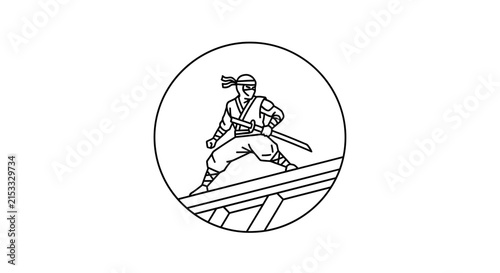 samurai standing on roof with sword