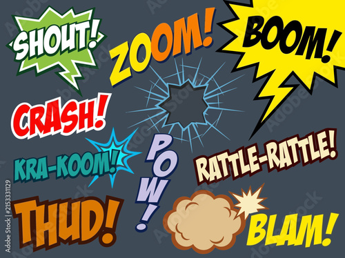 Comic Book Sound Effects and Onomatopoeia Speech Bubbles Set