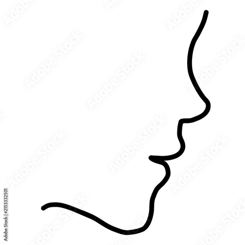 the line of a young woman's face, in profile