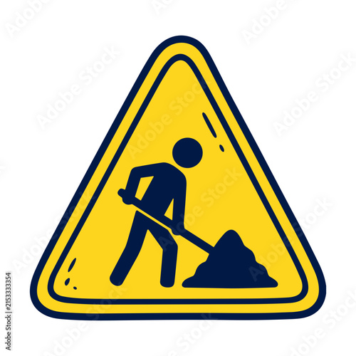 Yellow Under Construction Road Sign Doodle